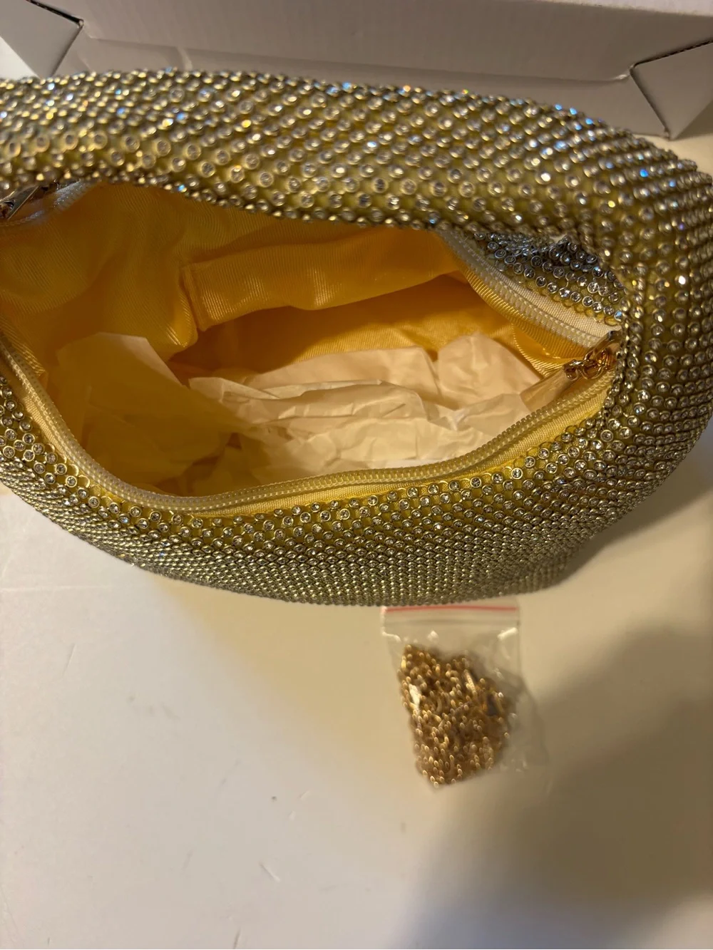 Crystal Mesh Gold Evening Clutch with Top Handle